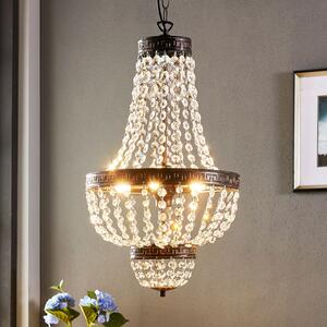Lindby Jorve lampă suspendată cu cristal, reglabil, Transparent, Camera de zi / sufragerie, Cristal, Antichitate
