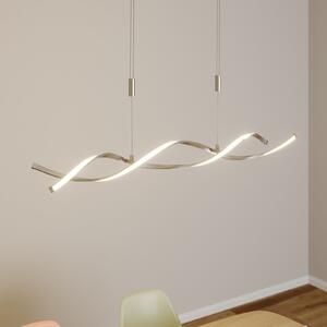 Lindby Lampă suspendată LED Auron, culoare nichel, metal, dimabil, reglabil, Gri, Camera de zi / sufragerie, Plastic, Modern