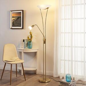 Lindby Felicia proiector de plafon cu lampă lectură, alamă, Auriu / Alamă, Camera de zi / sufragerie, Metal, Modern