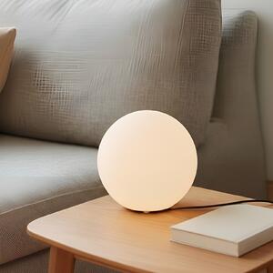 Lindby Lampă de masă Marike, alb, sticlă, glob, Ø 25 cm, E27, Alb, Camera de zi / sufragerie, Sticlă, Modern, Masă alt tip de masă
