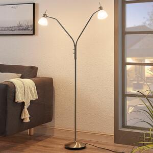 Lindby lampadar Gwendolin, 160 cm, culoare nichel, 2 becuri., Metalic, Camera de zi / sufragerie, Metal, Modern, Proiector suspendat