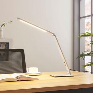 Lucande LED lampă de birou Nicano, gri, metal, dimabil., reglabil, Metalic, Studiu / Birou, Metal, Modern