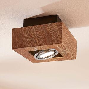Arcchio Spot Vince, 14 x cm, lemn colorat, metal, GU10, reglabil, Lemn, Hol, Aluminiu, Modern
