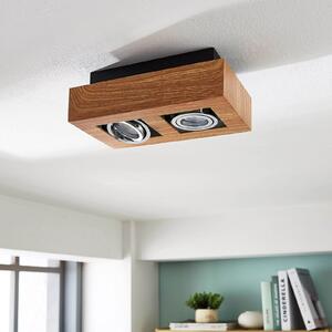 Arcchio Spot Vince, 25 cm, culoare lemn, metal, GU10, reglabil, Lemn, Hol, Aluminiu, Modern