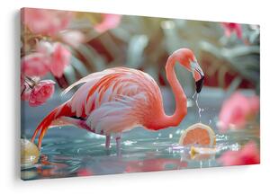 Tablou - Flamingo în iaz (90x60 cm)