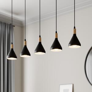 Lindby lampă suspendată Arina, 100 cm, negru, 5 becuri, reglabil, Negru, Camera de zi / sufragerie, Metal, Modern