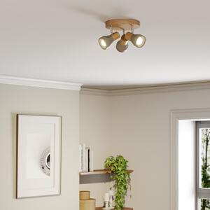 Lindby Spot Filiz, 3 becuri, Ø 20 cm, lemn, beton, E14, reglabil, Gri, dormitor, Beton, Scandinavă