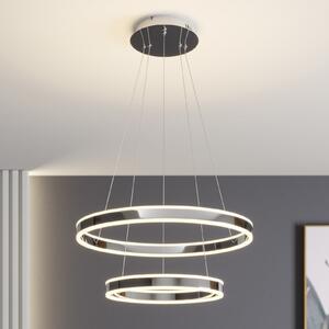 Lucande Lampă suspendată LED Lyani, 60 cm, 2 becuri, crom, dimabil, reglabil, Metalic, Camera de zi / sufragerie, Metal, Modern