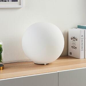 Lindby Lampă de masă Rhona, alb, sticlă opală, Ø 25 cm, E27, Alb, Camera de zi / sufragerie, Sticlă, Modern, glob