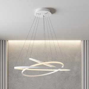 Lucande Lampă suspendată LED Ezana, albă, metal, Ø 80 cm, reglabil, Alb, Camera de zi / sufragerie, Metal, Modern