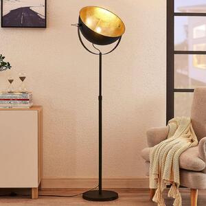 Lindby lampadar Muriel, 1 bec, negru / auriu, metal, Negru, Camera de zi / sufragerie, Metal, Modern