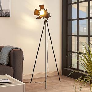 Lindby Devon lampă cu trei picioare în negru, Negru, Camera de zi / sufragerie, Metal, Modern
