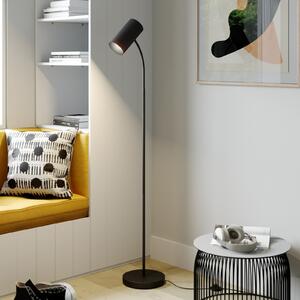 Lindby Lampadar Karoli, negru, 156 cm, metal, braț flexibil, Negru, Camera de zi / sufragerie, Metal, Modern