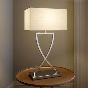 Lucande Lampa de masă Evaine, crom/alb, metal, 66 cm, E27, Metalic, Camera de zi / sufragerie, Metal, Modern