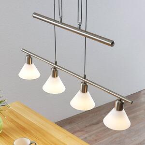 Lindby Lampă suspendată Delira, nichel cu 4 becuri, reglabilă pe înălțime, reglabil, Metalic, Camera de zi / sufragerie, Metal, Modern