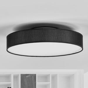 Lindby plafonieră LED Saira, Ø 40 cm, negru, textil, Negru, Camera de zi / sufragerie, Țesătură / Textil, Modern