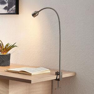 Lindby LED clemă de lumină Hanilo, înălțime 80 cm, nichel, metal, Gri, Studiu / Birou, Metal, Modern, Lumină de lectură