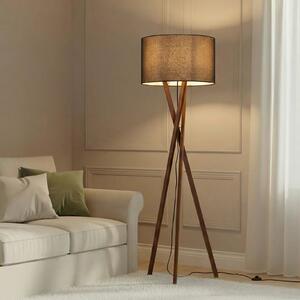 Lucande lampadar Auriane, trepied, negru, tesatura, 160 cm, Lemn, Camera de zi / sufragerie, Țesătură / Textil, Scandinavă, Tripod