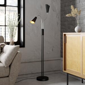 Lucande lampadar Medira, negru, 2 becuri, reglabil, GU10, Negru, Camera de zi / sufragerie, Metal, Modern, Lumină de lectură