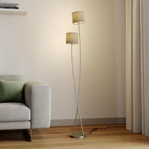 Lucande Juljana lampă cu picior, 2 becuri, textil, Bej, Camera de zi / sufragerie, Țesătură / Textil, Modern