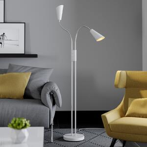 Lucande lampadar Medira, alb, 2 becuri, reglabil, GU10, Alb, Camera de zi / sufragerie, Metal, Modern, Lumină de lectură