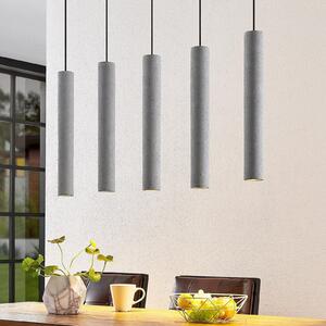 Lindby Lampă suspendată Concretto, 100 cm, gri, 5 becuri, beton, reglabil, Gri, Camera de zi / sufragerie, Beton, Modern