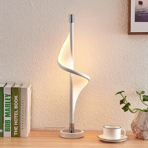 Lucande LED lampă de masă Edano, 60 cm, alb, textil, dimabil, reglabil, Alb, Camera de zi / sufragerie, Țesătură / Textil, Modern