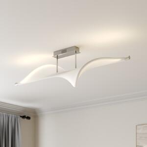 Lucande plafonieră LED Edano, 122 cm, alb, textil, dimabil, reglabil, Alb, Camera de zi / sufragerie, Țesătură / Textil, Modern