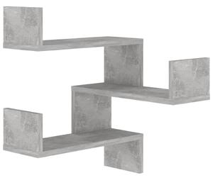 Raft de perete pe colț, gri beton, 40x40x50 cm, PAL