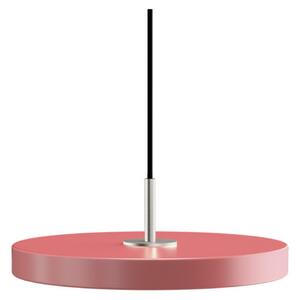 Lampa suspendată Asteria Plus, Ø 30 cm, roz deschis/oțel