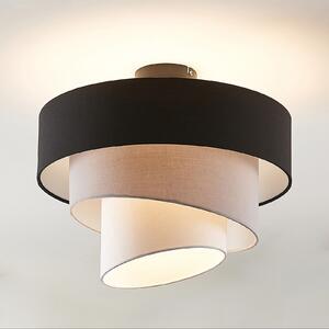 Lindby plafonieră Coria, negru/gri/alb, Ø 40 cm, E27, reglabil, Bej, Camera de zi / sufragerie, Țesătură / Textil, Modern