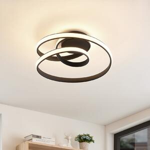 Lucande plafonieră LED Sakina, negru, metal, Ø 48cm, reglabil, Negru, Camera de zi / sufragerie, Metal, Design
