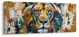Tablou - pictură în ulei abstractă cu leu (120x50 cm)