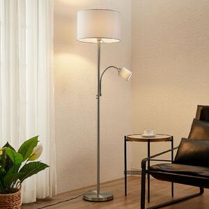Lindby lampadar Colima, gri, tesatura, lampa de citit, 170cm, Gri, Camera de zi / sufragerie, Metal, Modern