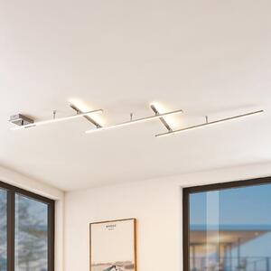 Lindby Acia plafonieră LED, nichel, reglabil, Gri, Camera de zi / sufragerie, Metal, Modern