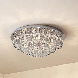 Lindby Plafonieră Antonino, 8 becuri, crom, cristal, 55 cm, reglabil, Metalic, Camera de zi / sufragerie, Cristal, Modern