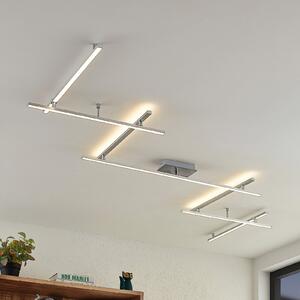 Lindby plafonieră LED Kerem, 345 cm, culoare nichel, metal, reglabil, Gri, Camera de zi / sufragerie, Metal, Modern