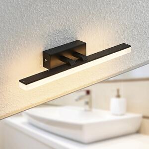 Lucande Aplică de perete cu LED Lisana, orizontală, 46 cm, IP44, Negru, Baie, Metal, Modern