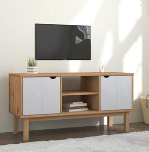 Dulap TV OTTA, maro și alb, 113,5x43x57 cm, lemn masiv de pin