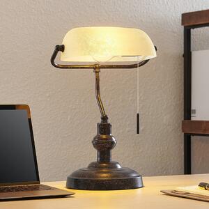 Lindby Lampă de birou Profina, 39 cm, maro ruginiu, oțel, Maro / Rugină, Studiu / Birou, Metal, Antichitate