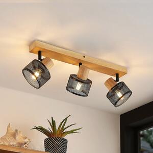 Lindby Evinora spot tavan lemn, 3 becuri, reglabil, Lemn, Camera de zi / sufragerie, Lemn, Modern