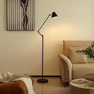 Lucande lampadar Phina, alb/negru, reglabil, E27, Negru, Camera de zi / sufragerie, Metal, Modern