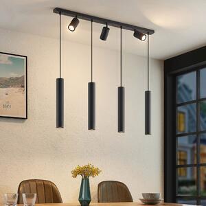Lindby Lampă suspendată Sanad, 100 cm, 7 becuri, negru, GU10, reglabil, Negru, Camera de zi / sufragerie, Metal, Modern