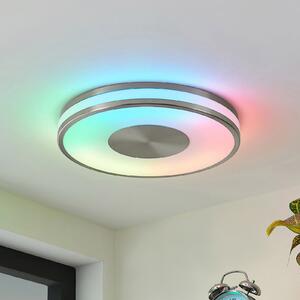 Lindby Fjella plafonieră LED schimb culori RGB CCT, reglabil, Metalic, Camera de zi / sufragerie, Metal, Modern