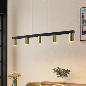 Lindby Lampă suspendată Baliko, negru/zahăr, 5 becuri, GU10, reglabil, Negru, Camera de zi / sufragerie, Metal, Modern