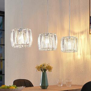 Lindby Lampă suspendată Sofia, 107 cm, 3 becuri, E14, crom/limpede, reglabil, Transparent, Camera de zi / sufragerie, Plastic