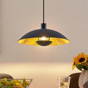 Lindby Lampă suspendată Narisara, Ø 40 cm, E27, negru-auriu, reglabil, Negru, Camera de zi / sufragerie, Metal, Modern