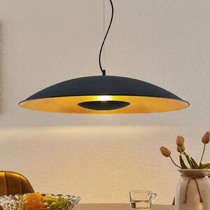 Lindby Lampă suspendată Narisara, Ø 80 cm, E27, negru-auriu, reglabil, Negru, Camera de zi / sufragerie, Metal, Modern