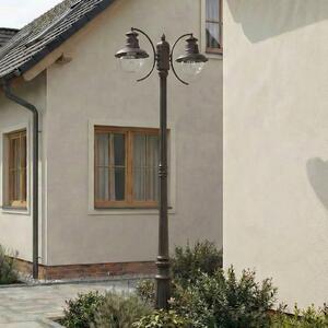 Lindby lumina de exterior Eddie, 198 cm, rugina, metal, IP44, E27, reglabil, Maro / Rugină, Metal, Casă de țară / Rustic
