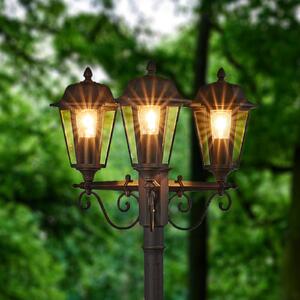 Lindby lumina de exterior Lamina, 172cm, 3 becuri, negru-rugină, E27, Maro / Rugină, Aluminiu, Antichitate
